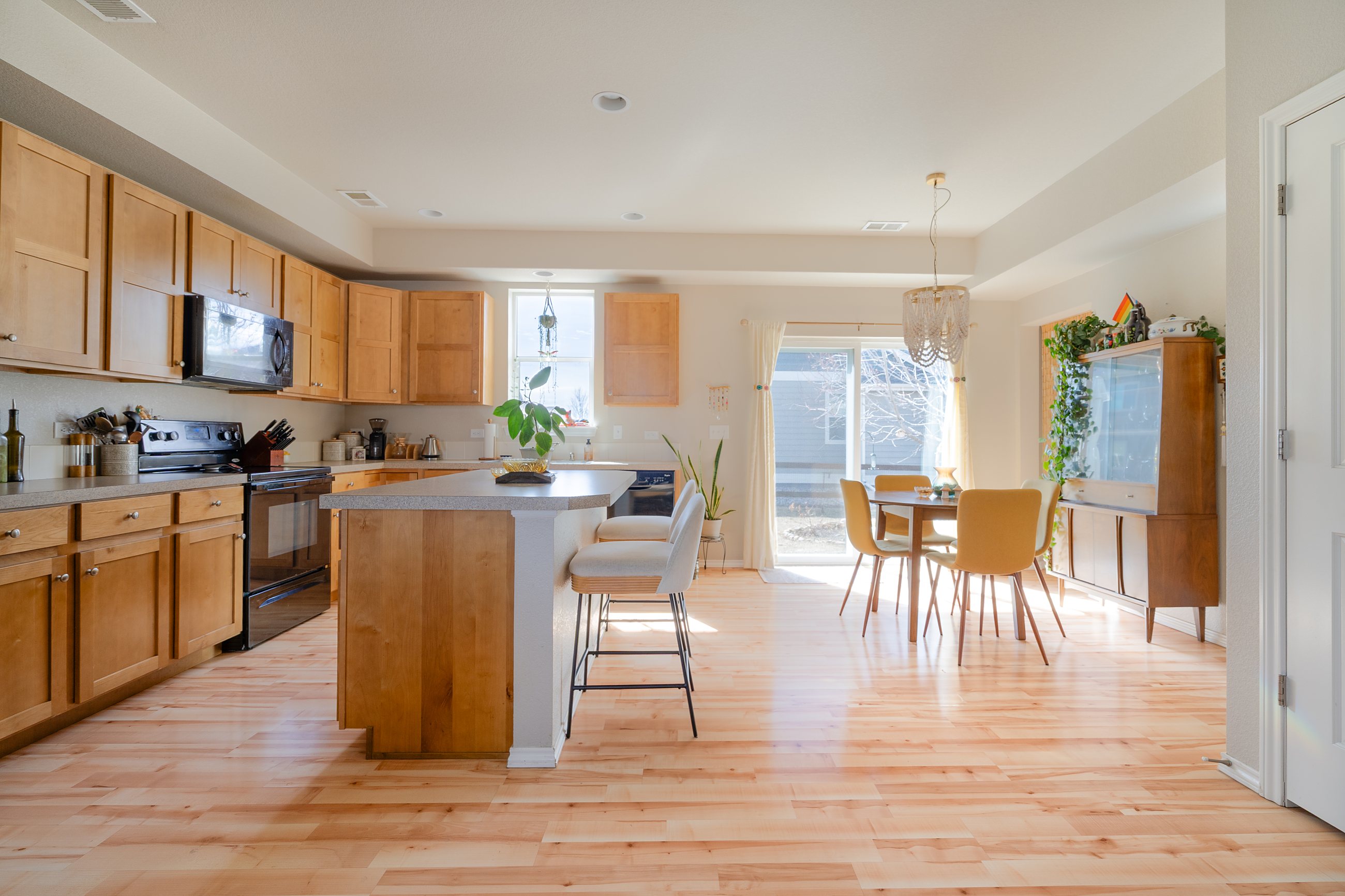 Bright kitchen with island and natural light