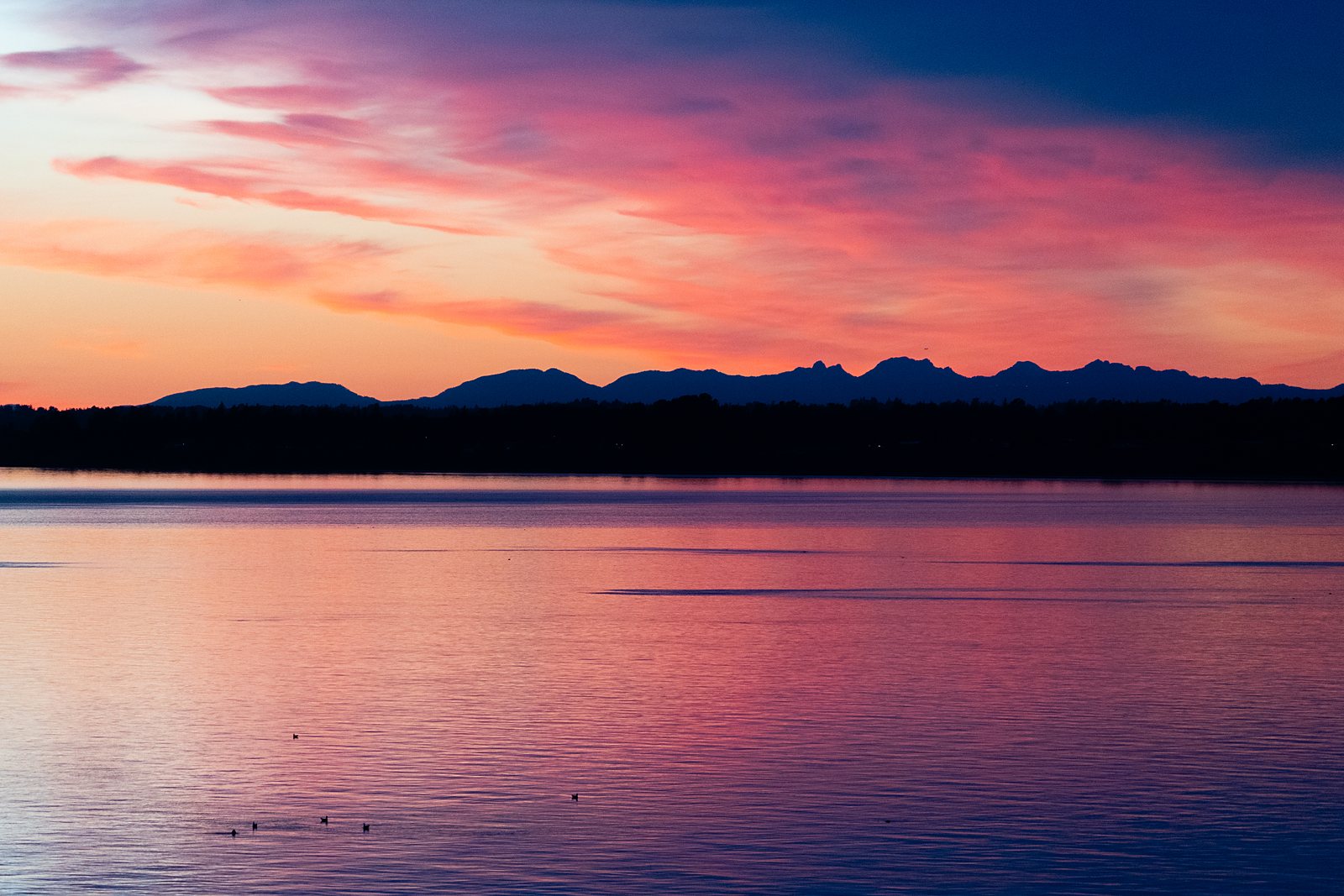 Sunset over the water